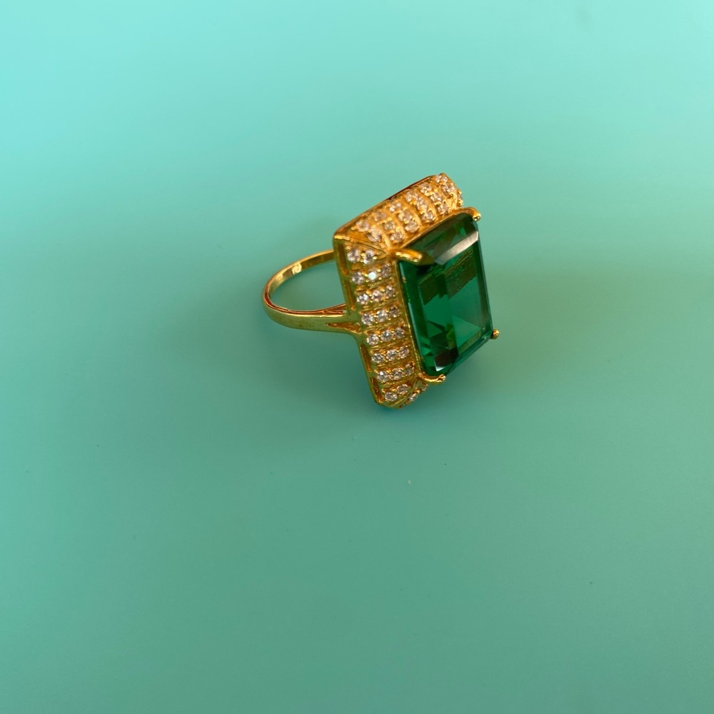 Emerald Inspired Statement Ring With Zirconia - image 2